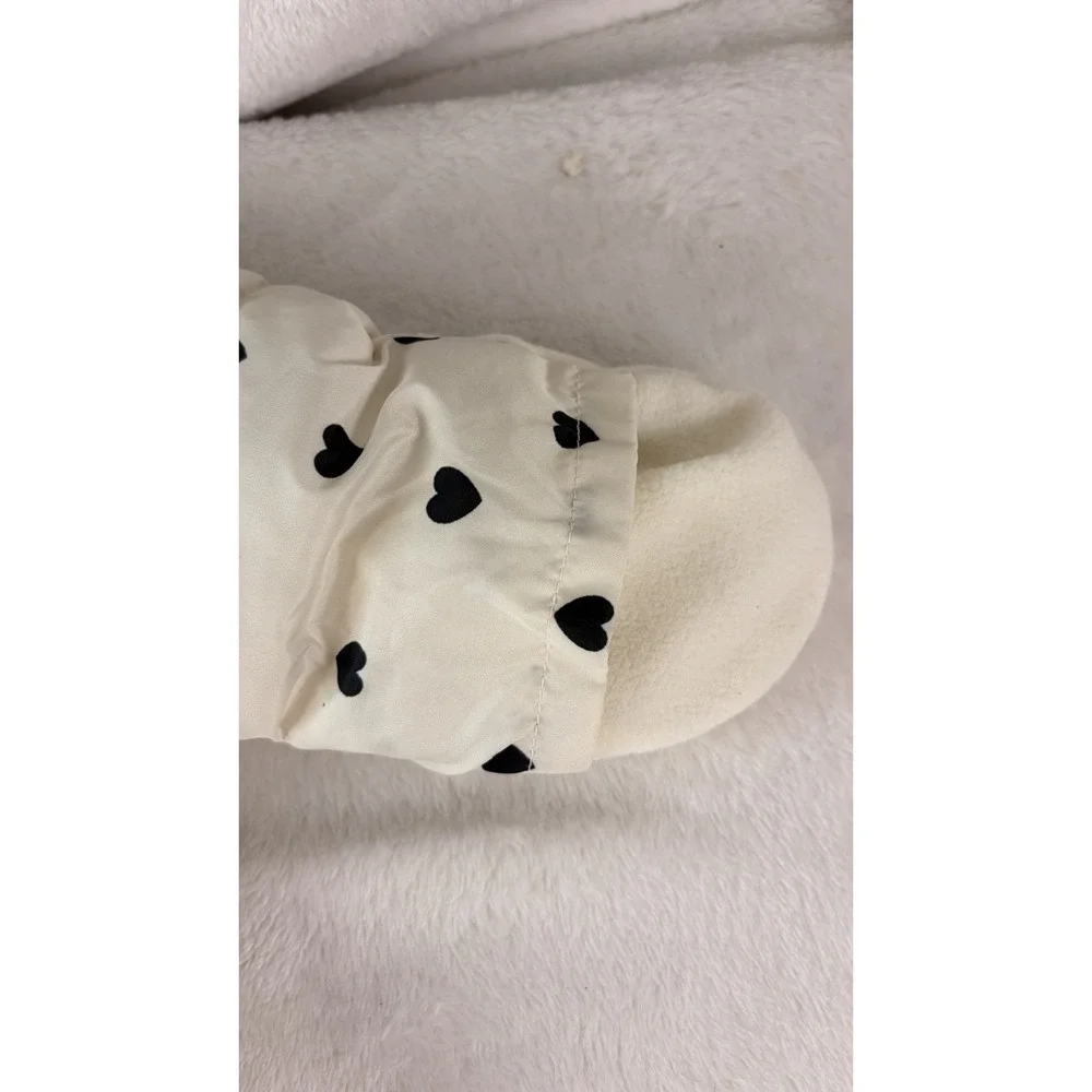Old Navy Baby Heart Print Puffer Snowsuit Hooded White 12-18 M Water Resistant